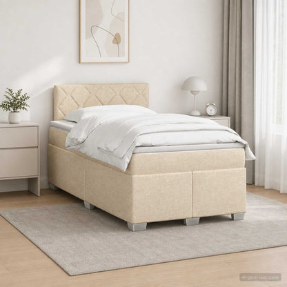 Letto con Box Spring, Materasso e LED Crema 120 x 190 cm | homemem39