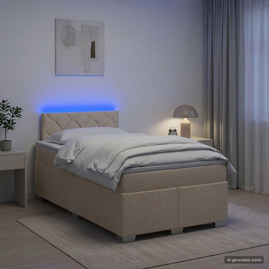 Letto con Box Spring, Materasso e LED Crema 120 x 200 cm | homemem39
