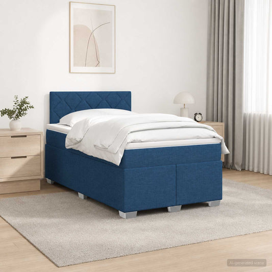 Letto con Box Spring, Materasso e LED Blu 120 x 200 cm Tessuto - homemem39