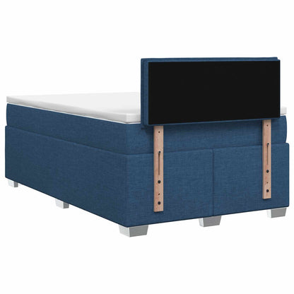 Letto con Box Spring, Materasso e LED Blu 120 x 200 cm Tessuto