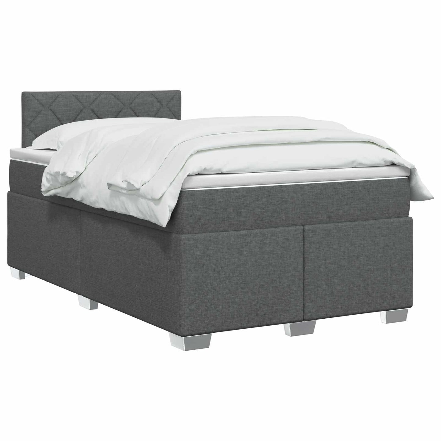 Letto con Box Spring, Materasso e LED Grigio Scuro 120 x 200 cm