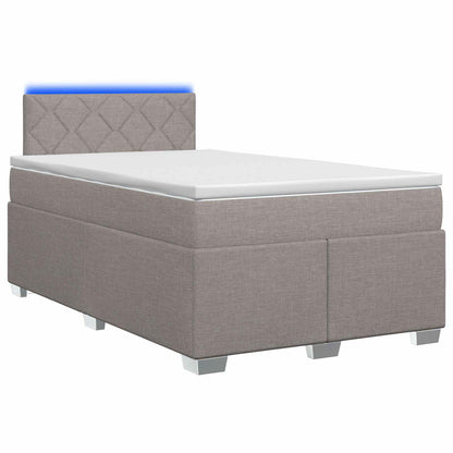 Letto con Box Spring, Materasso e LED Tortora 120 x 200 cm