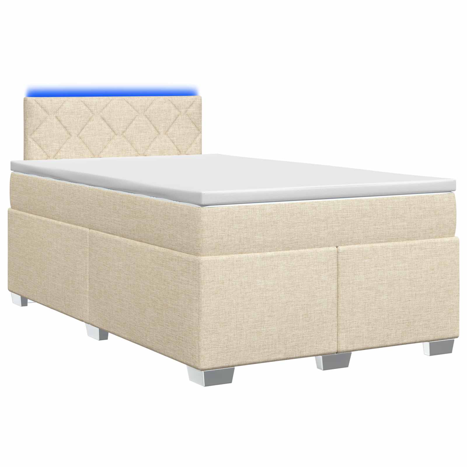 Letto con Box Spring, Materasso e LED Crema 120 x 200 cm | homemem39