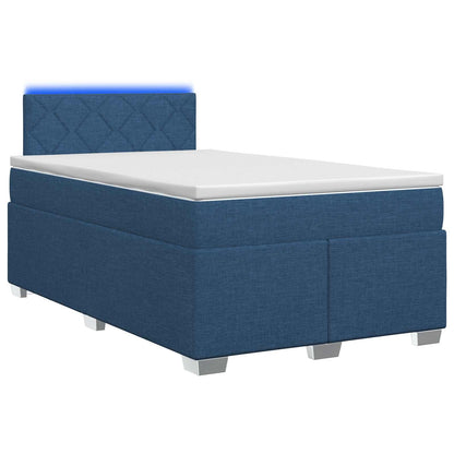 Letto con Box Spring, Materasso e LED Blu 120 x 200 cm Tessuto