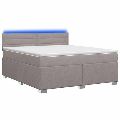 Letto con Box Spring, Materasso e LED Tortora 140 x 190 cm | homemem39