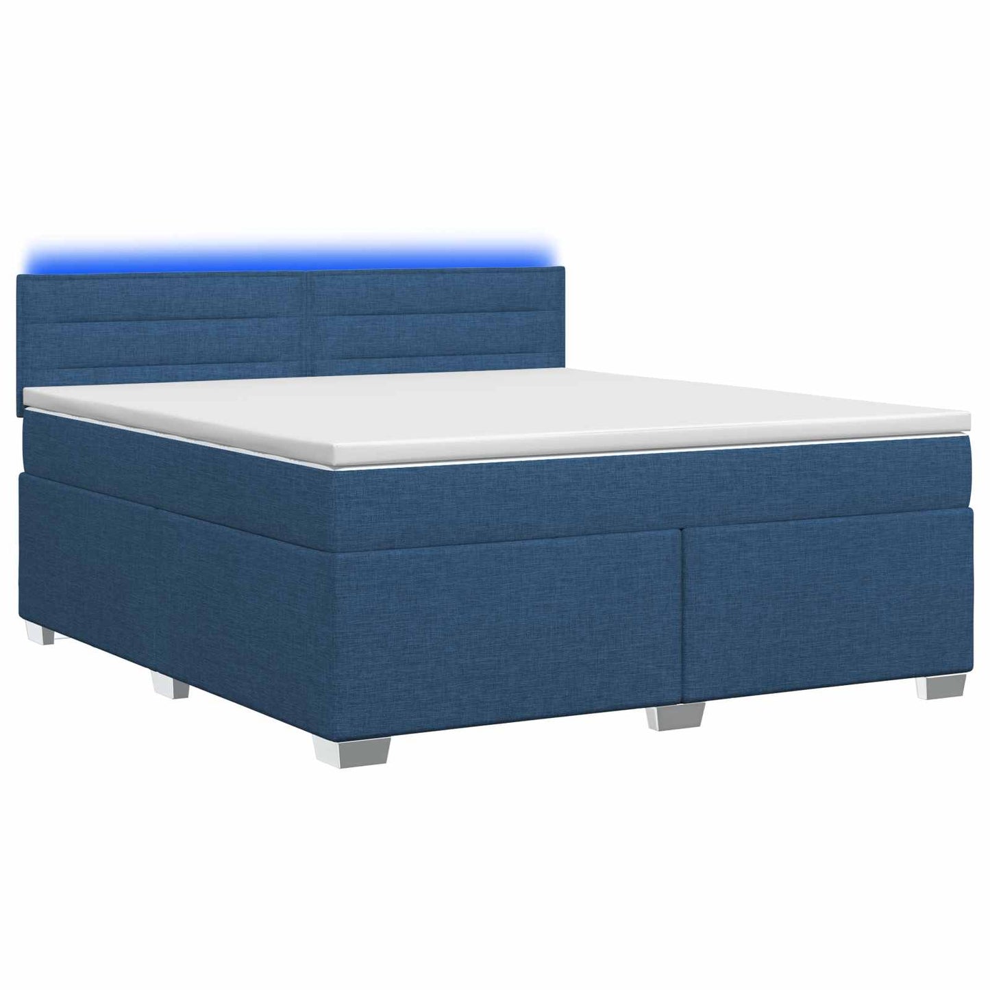 Letto con Box Spring, Materasso e LED Blu 140 x 190 cm Tessuto