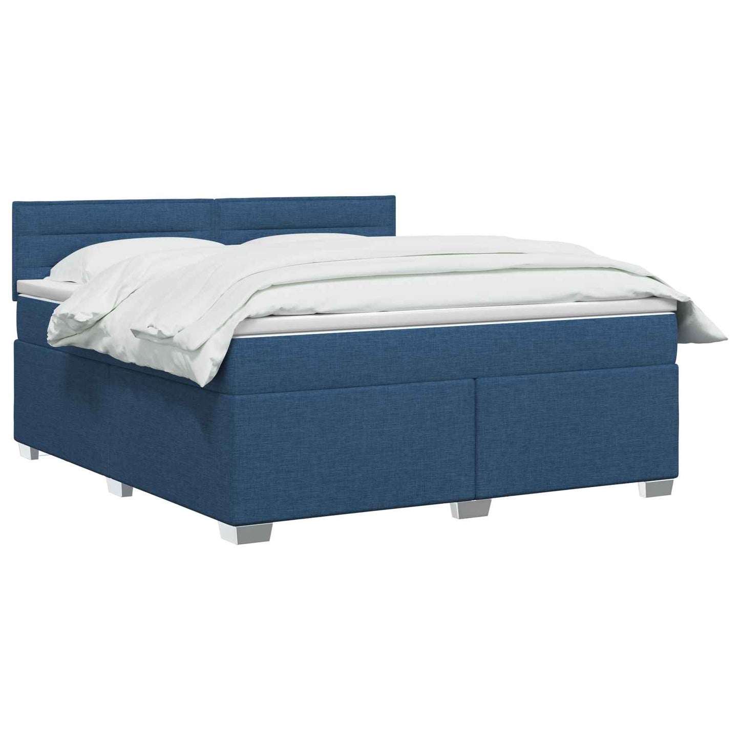 Letto con Box Spring, Materasso e LED Blu 140 x 190 cm Tessuto