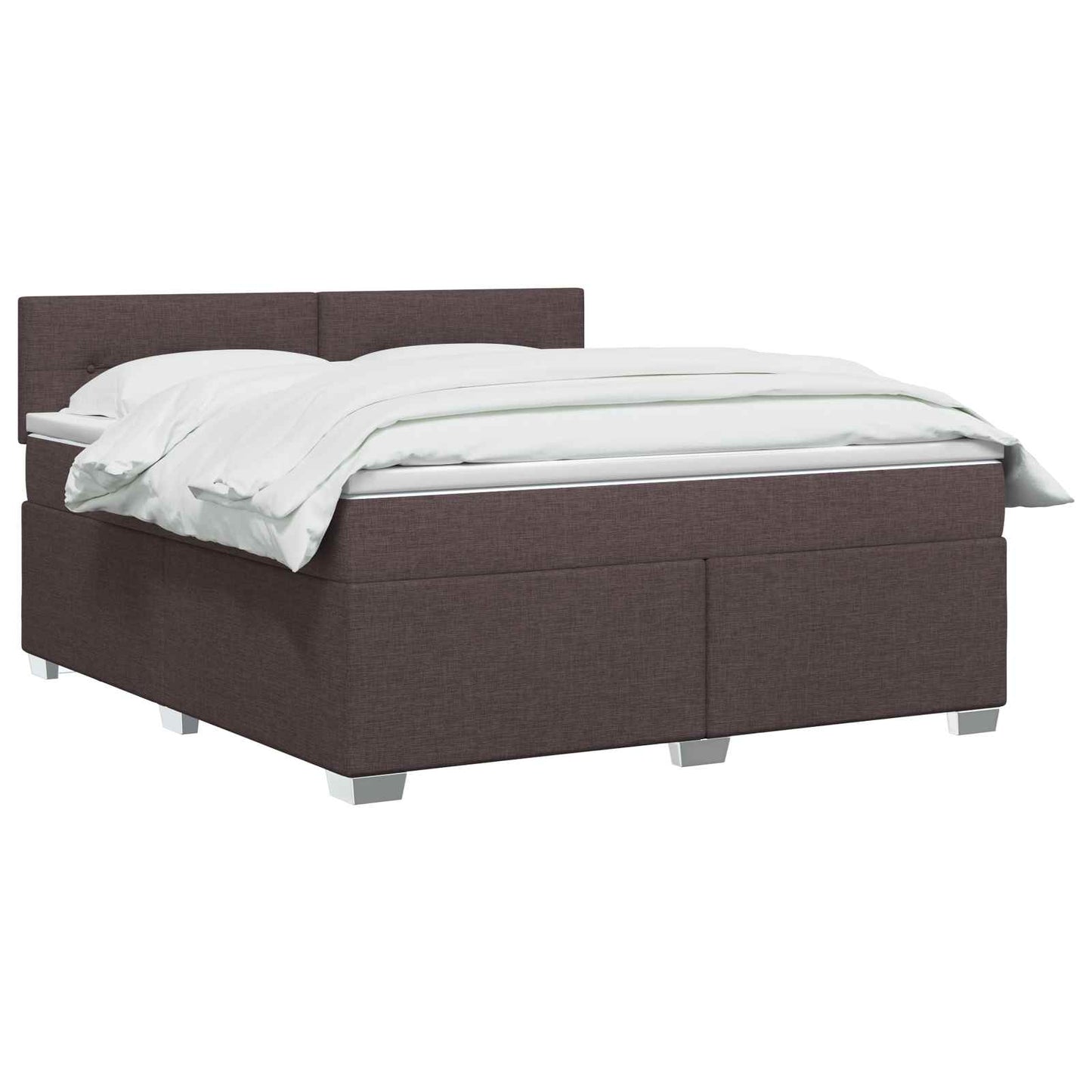 Letto con Box Spring, Materasso e LED Marrone Scuro Tessuto