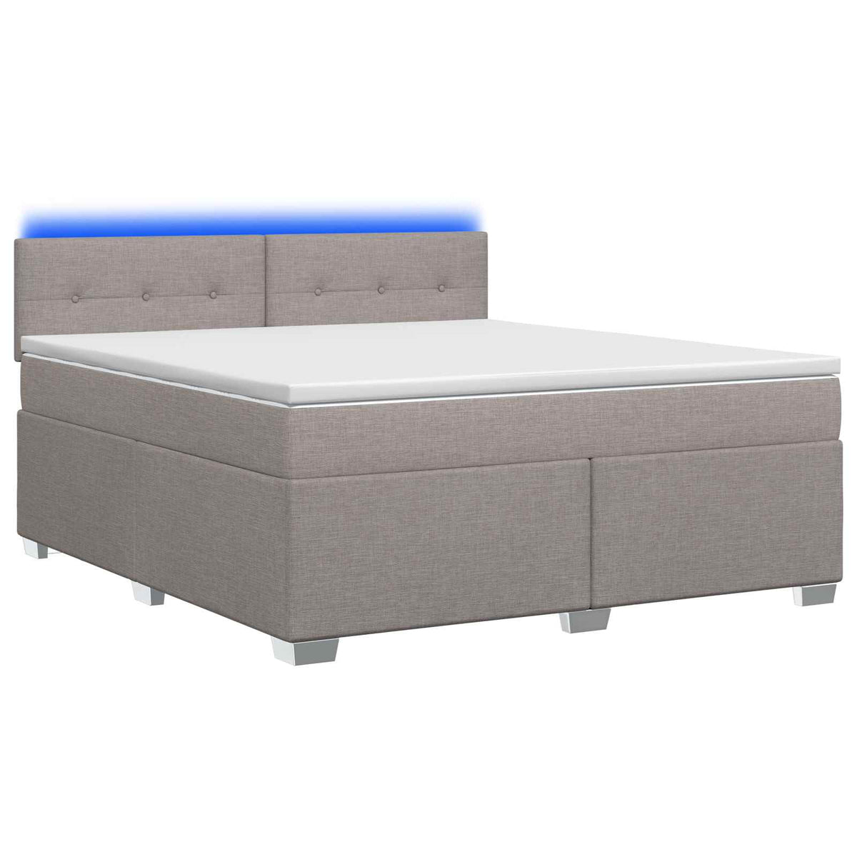 Letto con Box Spring, Materasso e LED Tortora 140 x 190 cm