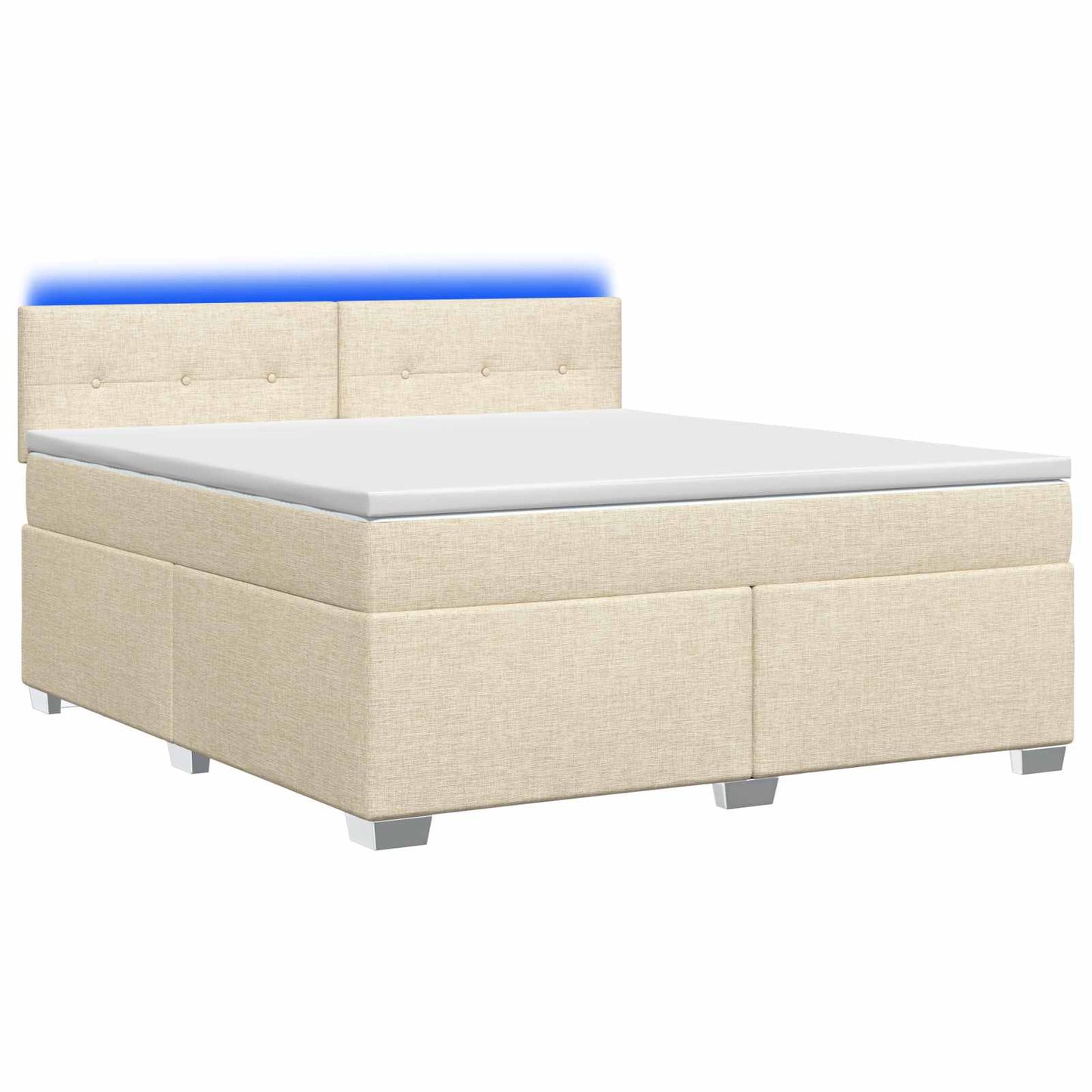 Letto con Box Spring, Materasso e LED Crema 140 x 190 cm