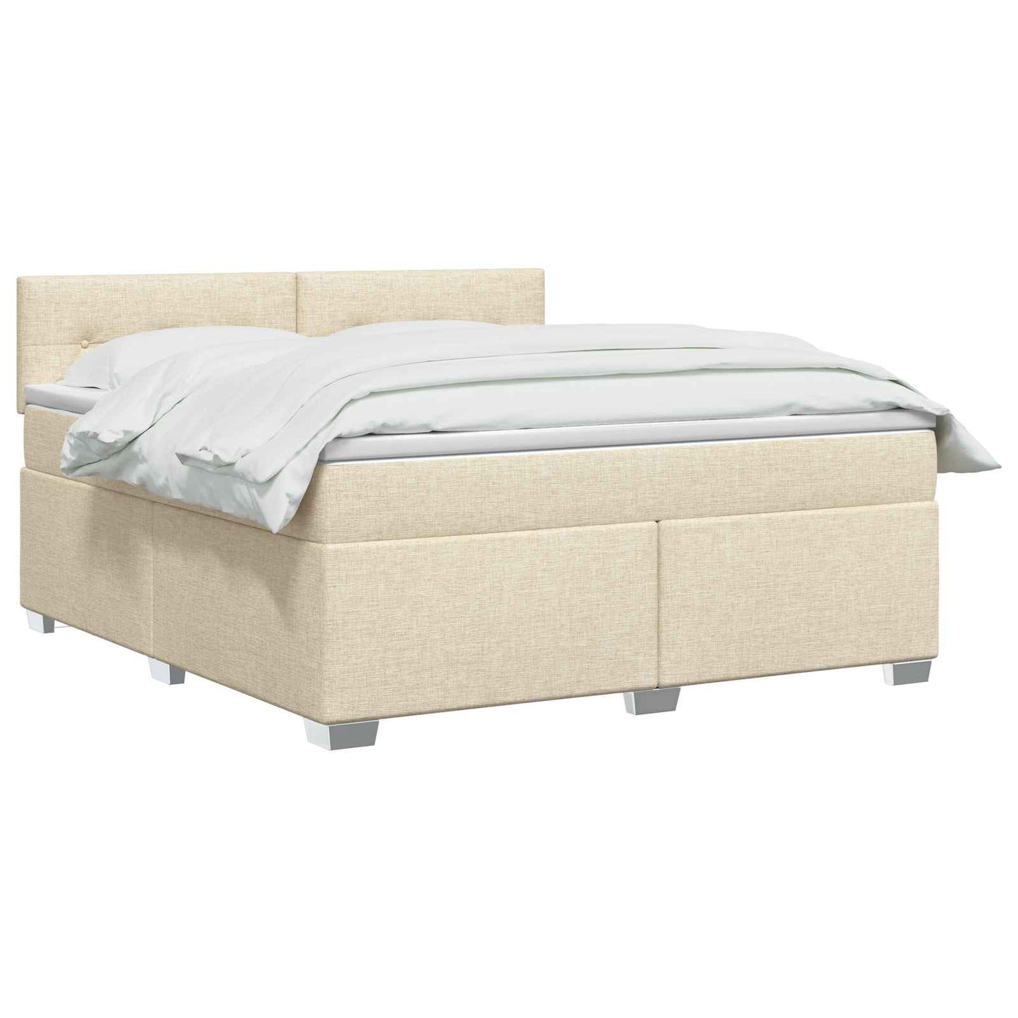 Letto con Box Spring, Materasso e LED Crema 140 x 190 cm