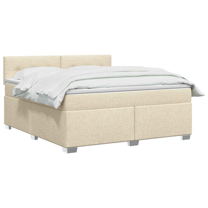 Letto con Box Spring, Materasso e LED Crema 140 x 190 cm