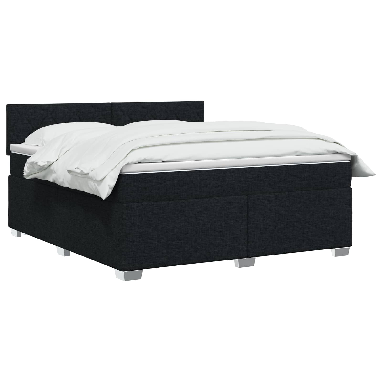 Letto con Box Spring, Materasso e LED Nero 140 x 190 cm Tessuto | homemem39