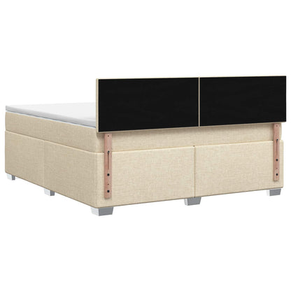 Letto con Box Spring, Materasso e LED Crema 140 x 200 cm