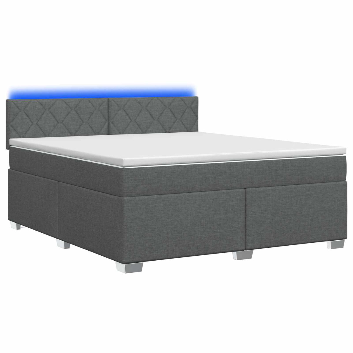 Letto con Box Spring, Materasso e LED Grigio Scuro 140 x 200 cm | homemem39