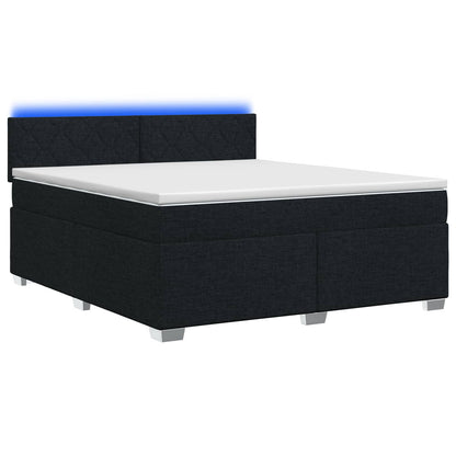 Letto con Box Spring, Materasso e LED Nero 140 x 200 cm Tessuto | homemem39