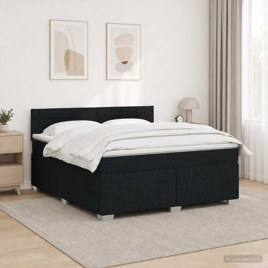 Letto con Box Spring, Materasso e LED Nero 140 x 190 cm Tessuto | homemem39