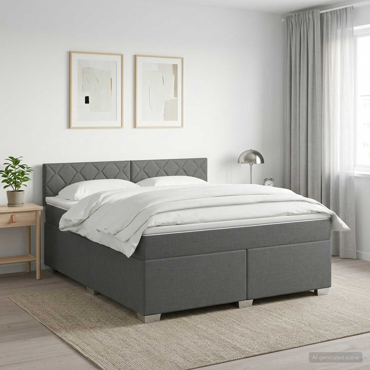 Letto con Box Spring, Materasso e LED Grigio Scuro 140 x 190 cm | homemem39