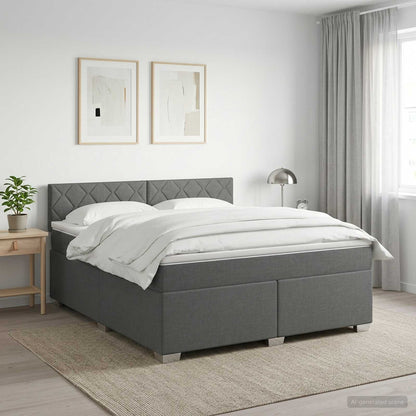 Letto con Box Spring, Materasso e LED Grigio Scuro 140 x 200 cm | homemem39