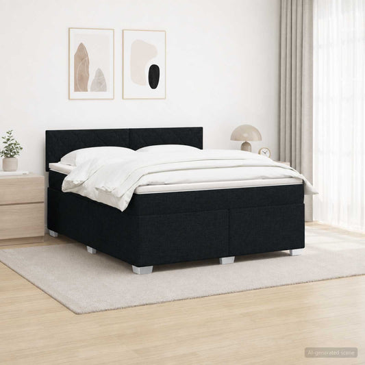 Letto con Box Spring, Materasso e LED Nero 140 x 190 cm Tessuto | homemem39