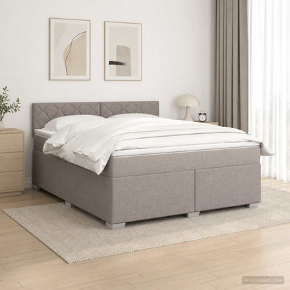Letto con Box Spring, Materasso e LED Tortora 160 x 200 cm | homemem39