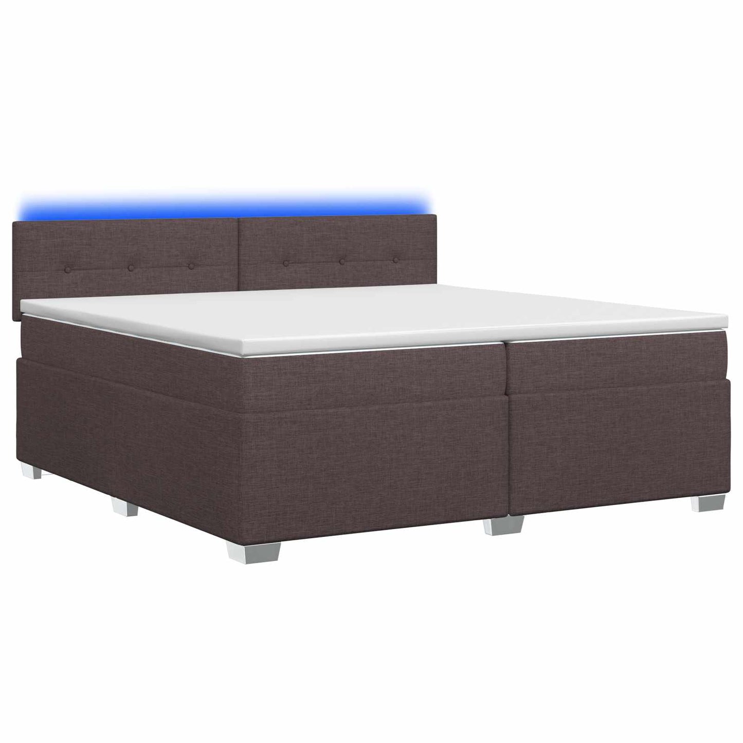 Letto con Box Spring, Materasso e LED Marrone Scuro Tessuto