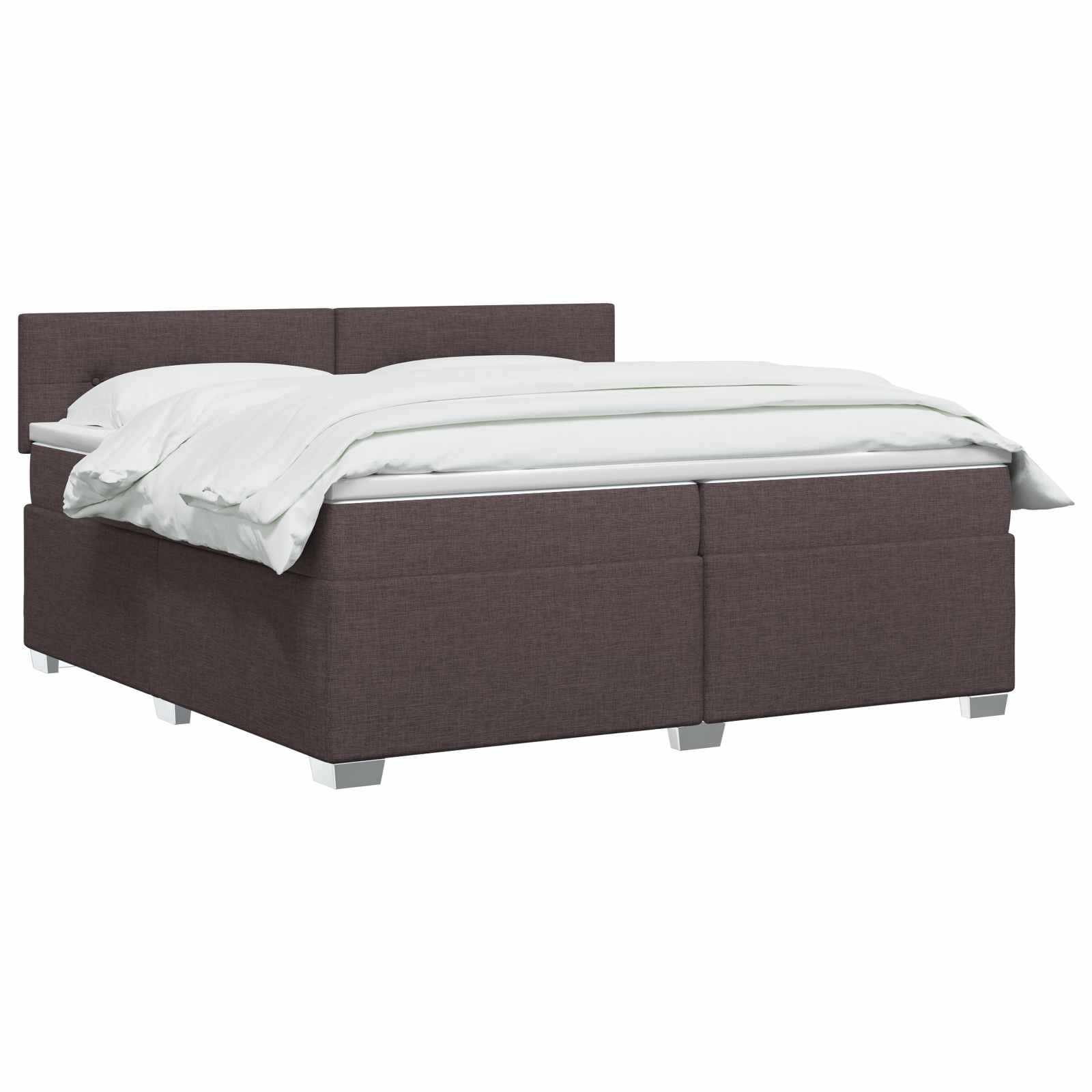 Letto con Box Spring, Materasso e LED Marrone Scuro Tessuto | homemem39