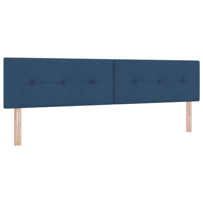 Letto con Box Spring, Materasso e LED Blu 200 x 200 cm Tessuto