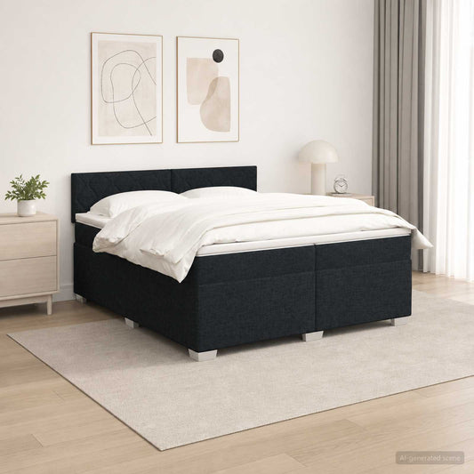 Letto con Box Spring, Materasso e LED Nero 200 x 200 cm Tessuto - homemem39