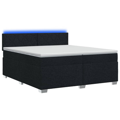 Letto con Box Spring, Materasso e LED Nero 200 x 200 cm Tessuto