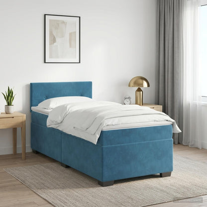 Letto con Box Spring, Materasso e LED Blu 100 x 200 cm Velluto