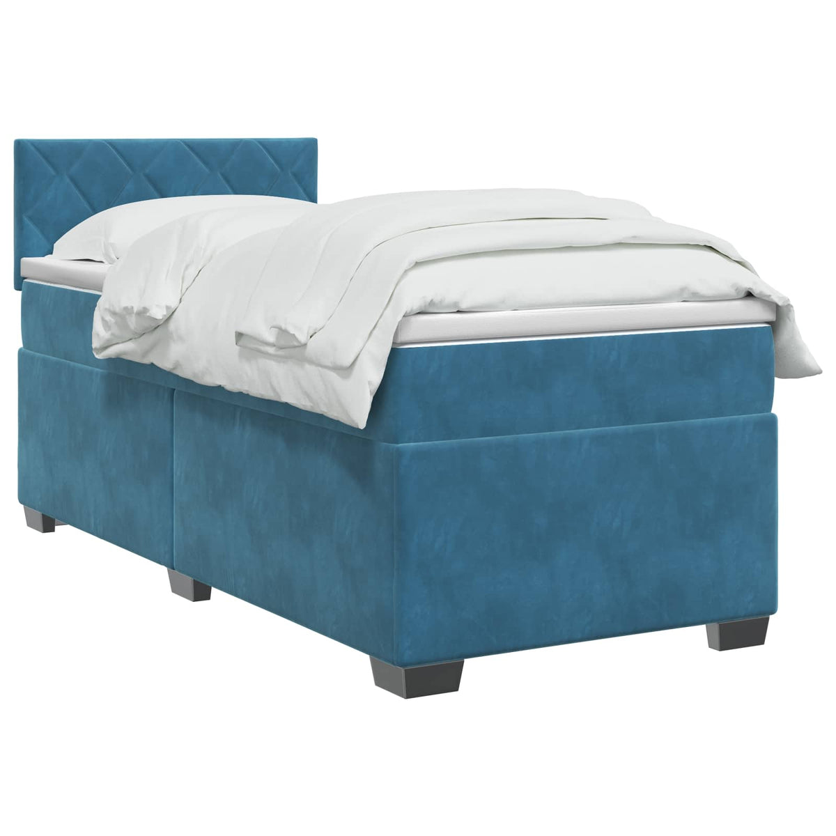 Letto con Box Spring, Materasso e LED Blu 90 x 190 cm Velluto | homemem39