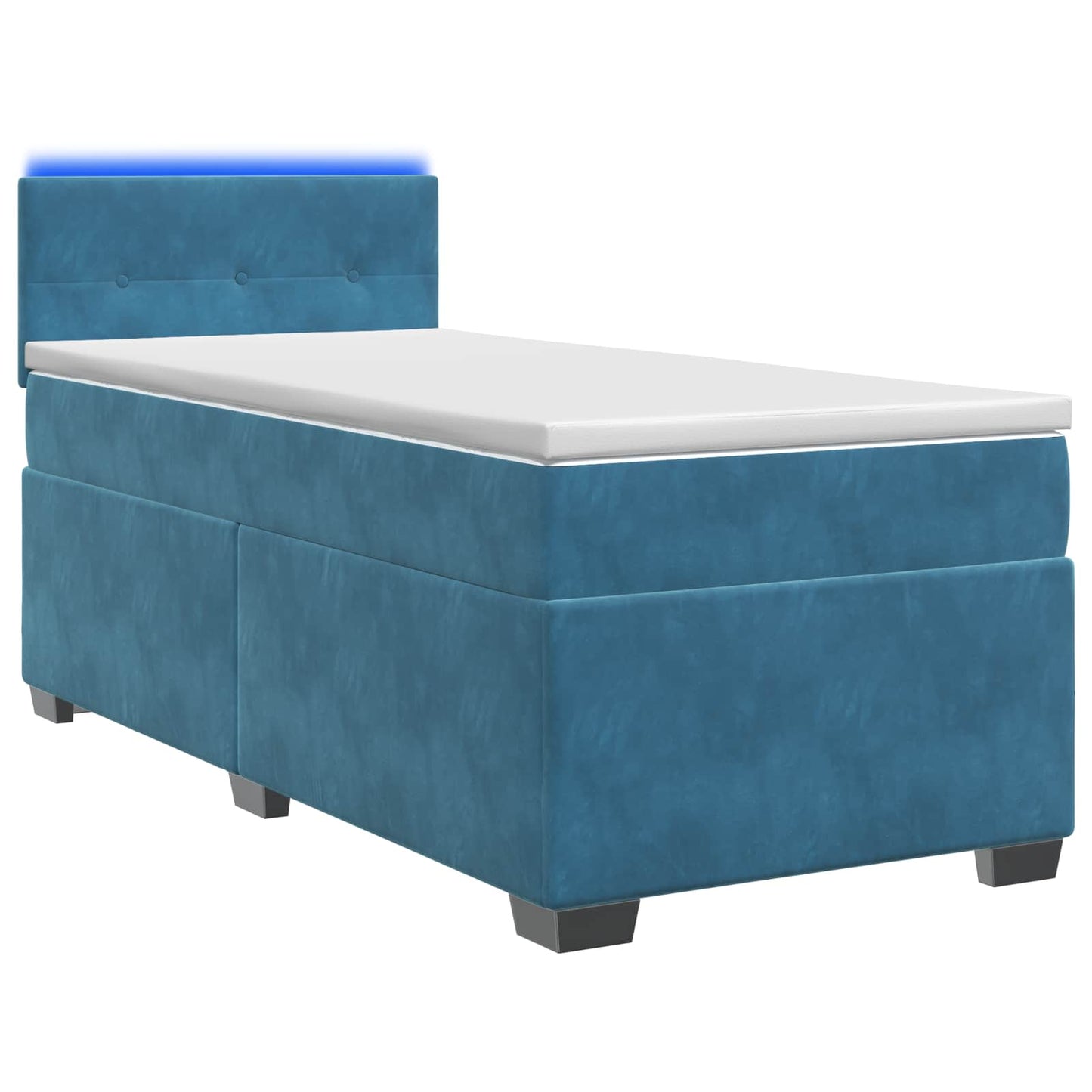 Letto con Box Spring, Materasso e LED Blu 100 x 200 cm Velluto