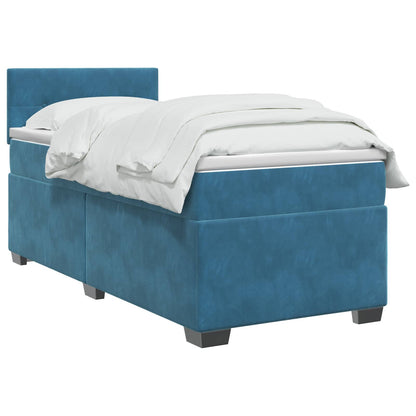 Letto con Box Spring, Materasso e LED Blu 100 x 200 cm Velluto