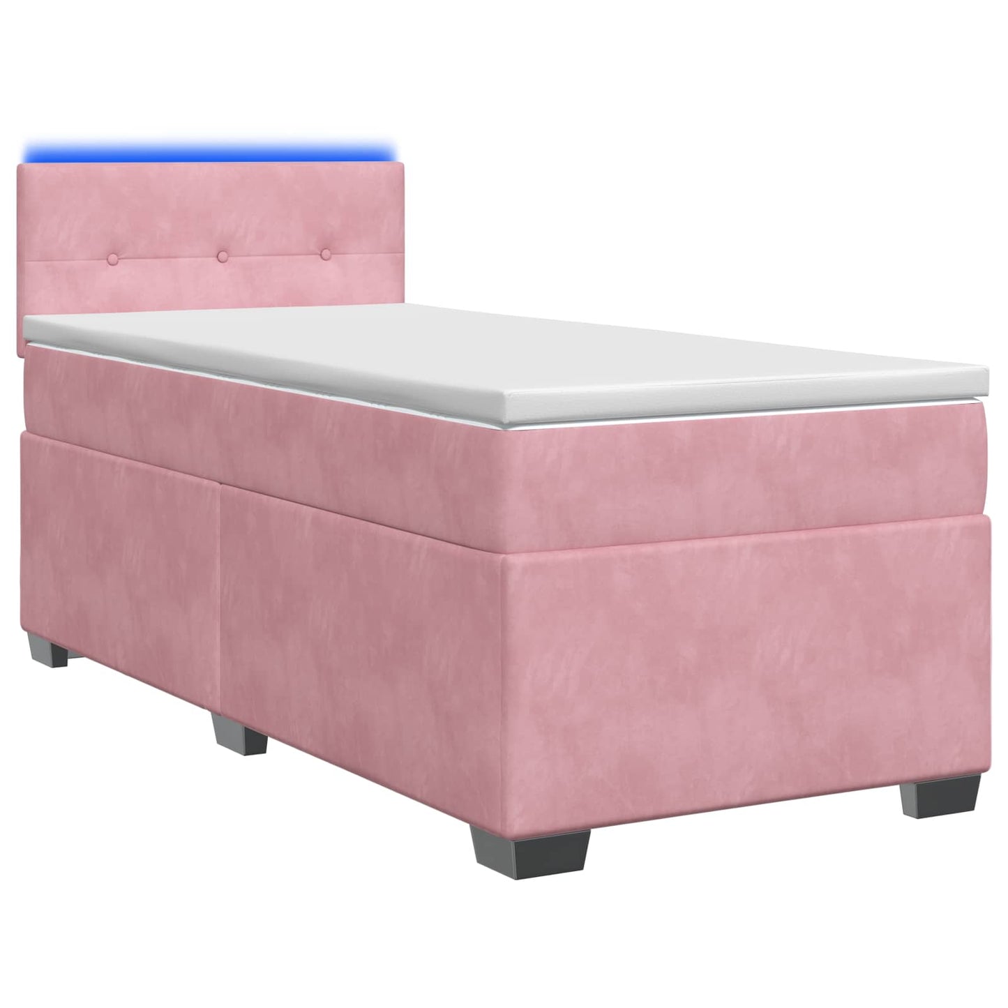 Letto con Box Spring, Materasso e LED Rosa 100 x 200 cm Velluto
