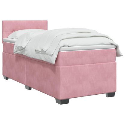 Letto con Box Spring, Materasso e LED Rosa 100 x 200 cm Velluto