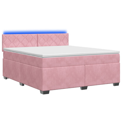 Letto con Box Spring, Materasso e LED Rosa 140 x 190 cm Velluto | homemem39