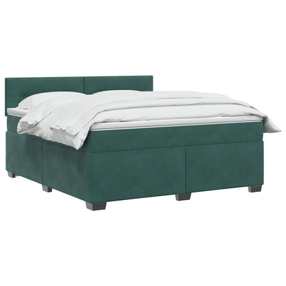 Letto con Box Spring, Materasso e LED Verde Scuro 140 x 200 cm