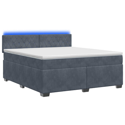 Letto con Box Spring, Materasso e LED Grigio Scuro 160 x 200 cm | homemem39