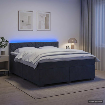 Letto con Box Spring, Materasso e LED Grigio Scuro 160 x 200 cm | homemem39