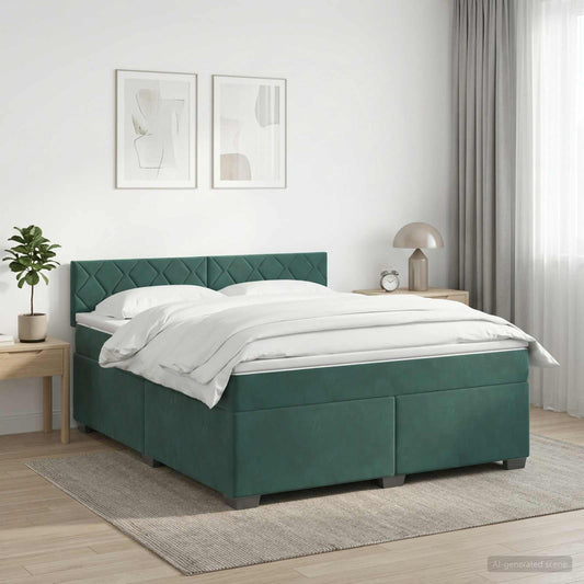 Letto con Box Spring, Materasso e LED Verde Scuro 140 x 190 cm - homemem39