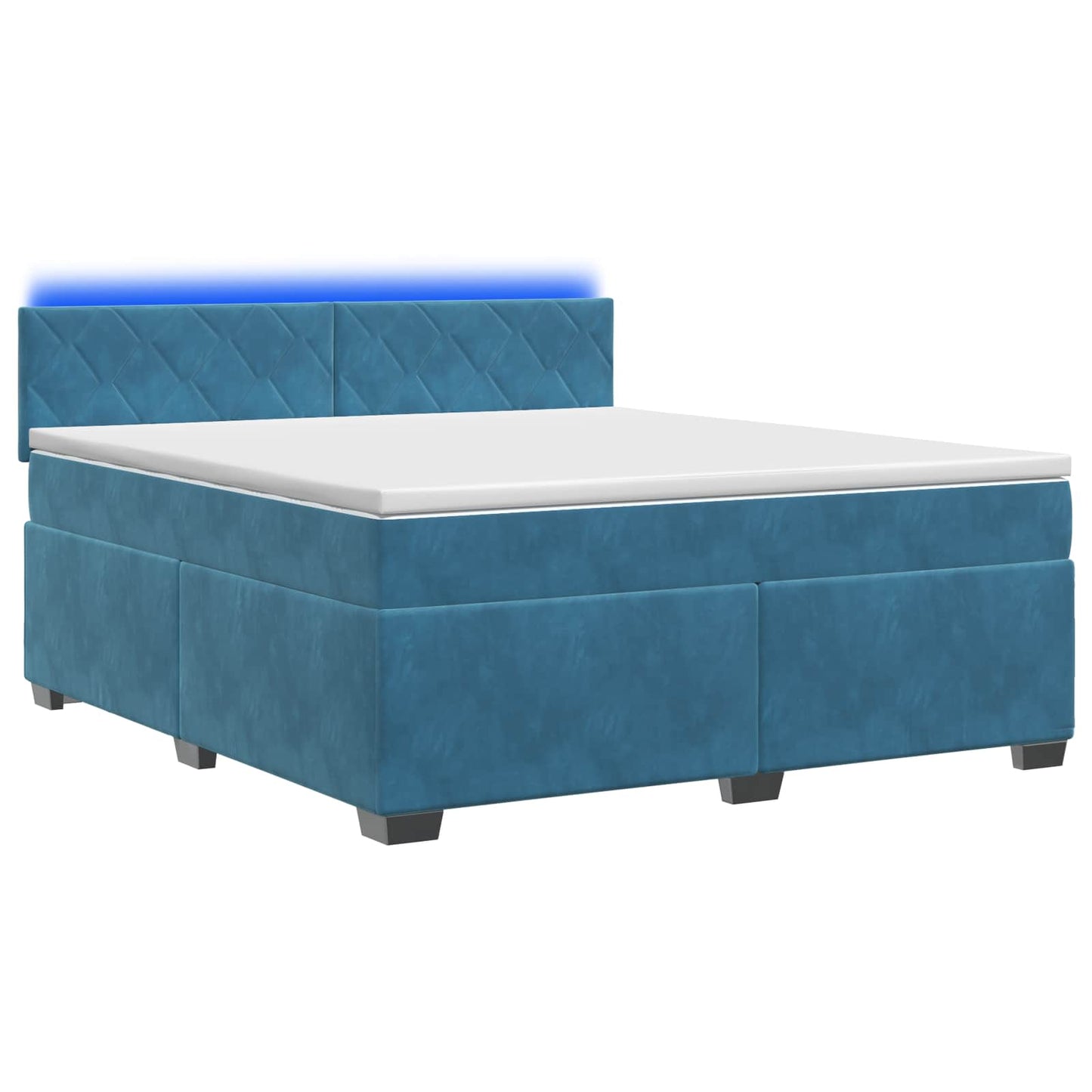 Letto con Box Spring, Materasso e LED Blu 180 x 200 cm Velluto