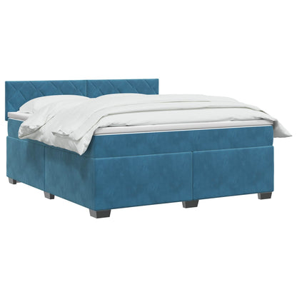 Letto con Box Spring, Materasso e LED Blu 180 x 200 cm Velluto