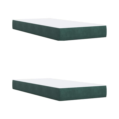Letto con Box Spring, Materasso e LED Verde Scuro 200 x 200 cm