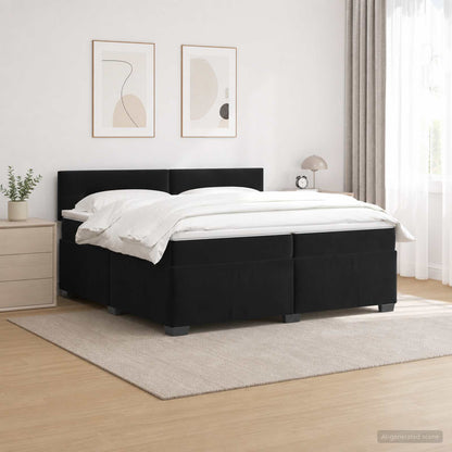Letto con Box Spring, Materasso e LED Nero 200 x 200 cm Velluto