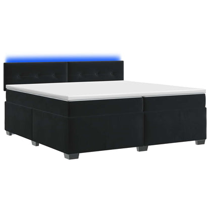Letto con Box Spring, Materasso e LED Nero 200 x 200 cm Velluto