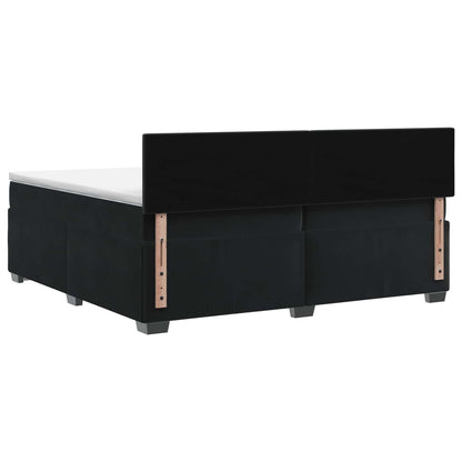 Letto con Box Spring, Materasso e LED Nero 200 x 200 cm Velluto
