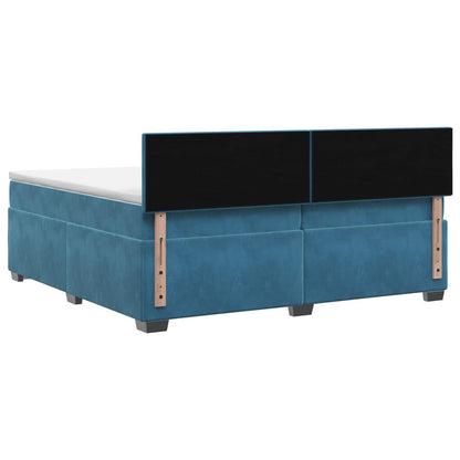 Letto con Box Spring, Materasso e LED Blu 200 x 200 cm Velluto