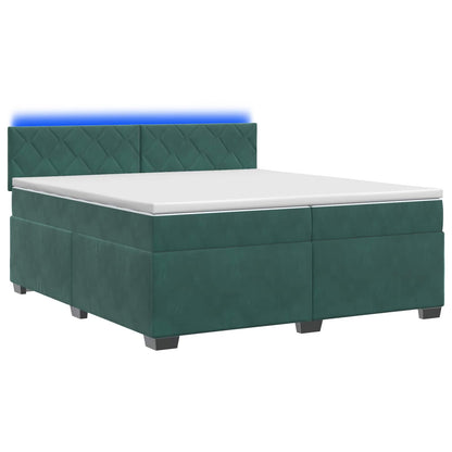 Letto con Box Spring, Materasso e LED Verde Scuro 200 x 200 cm | homemem39