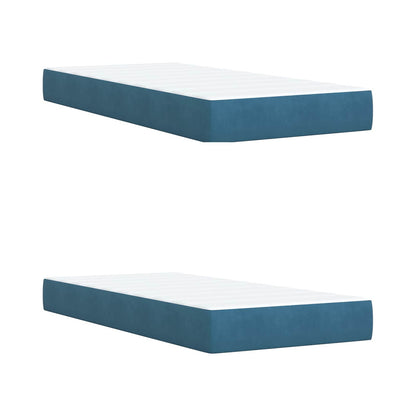 Letto con Box Spring, Materasso e LED Blu 200 x 200 cm Velluto